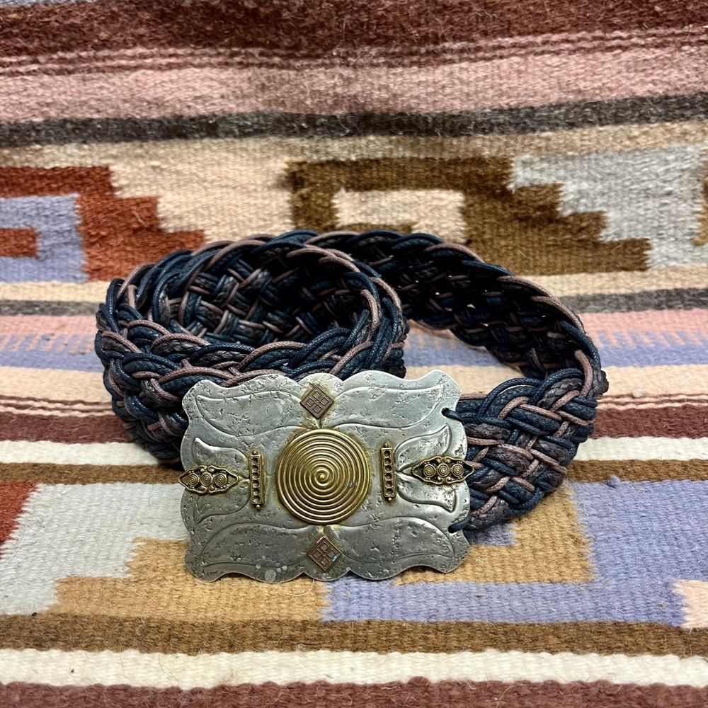Vintage Marjorie Baer Belt with Silver and Gold Buckle